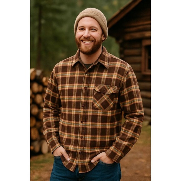 Sears Other - SEARS Flannel Shirt Mens XL Plaid Brown Cozy Dadcore Button-Up Vintage Americana